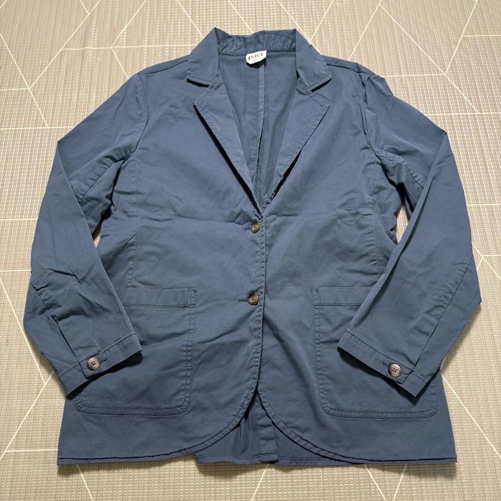 Pact Women's Boulevard Brushed Twill Blazer‎ M Teal 2 Button Organic Cotton